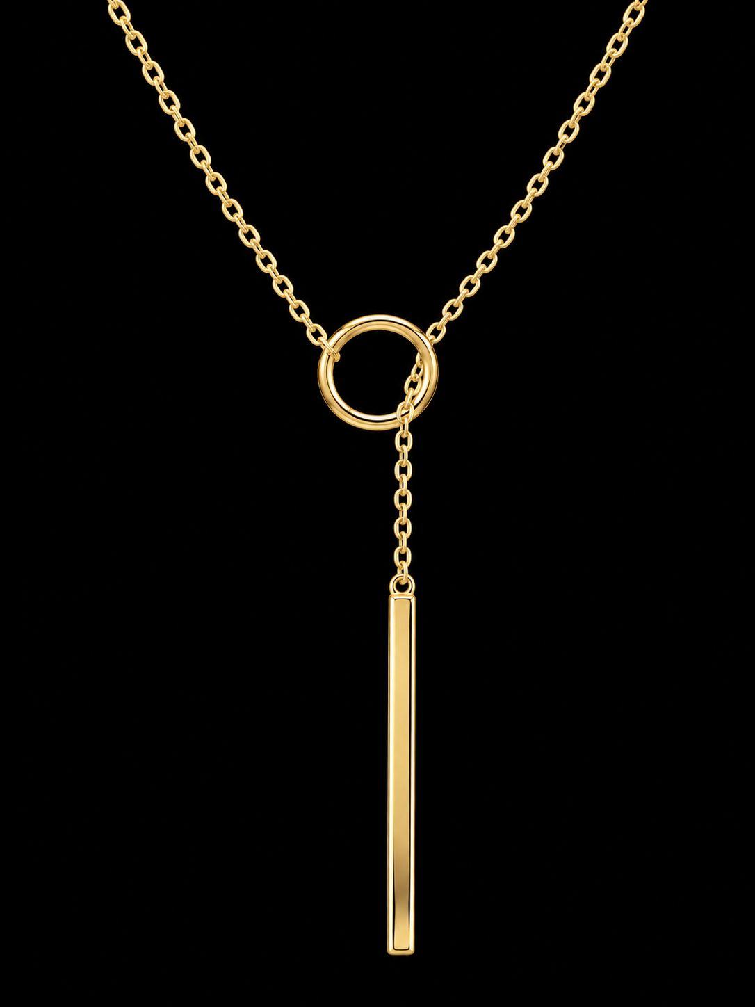 Gold Circle & Bar Lariat Necklace by Silverguy