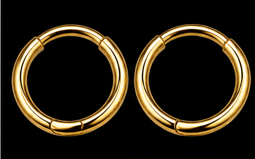 Gold Tube Hinged Hoops by Silverguy