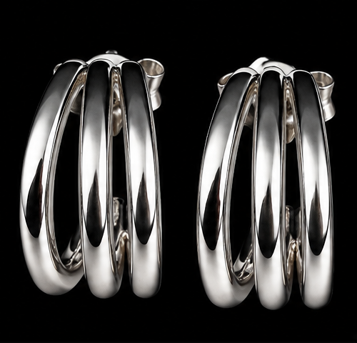 Silver Triple-Row Hoops by Silverguy