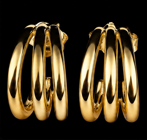 Gold Triple-Row Hoops by Silverguy