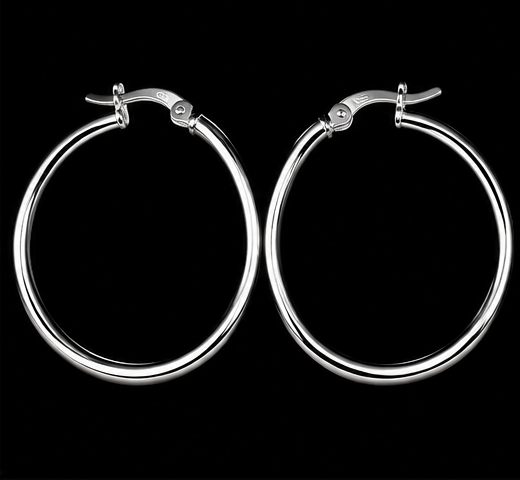 Silver Thin Hinged Hoops by Silverguy