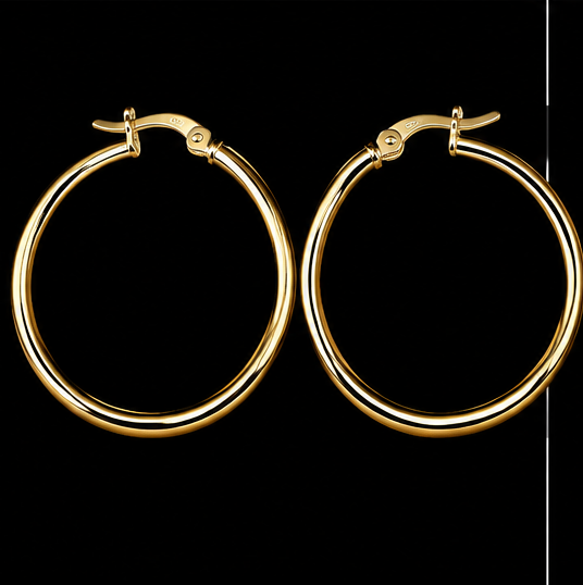 Gold Thin Hinged Hoops by Silverguy