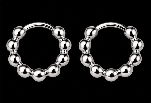 Silver Beaded Hoops by Silverguy