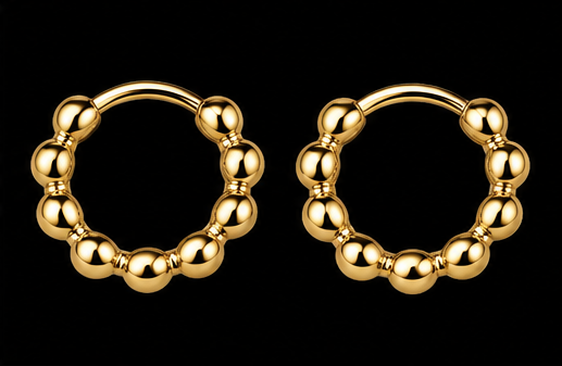 Gold Beaded Hoops by Silverguy
