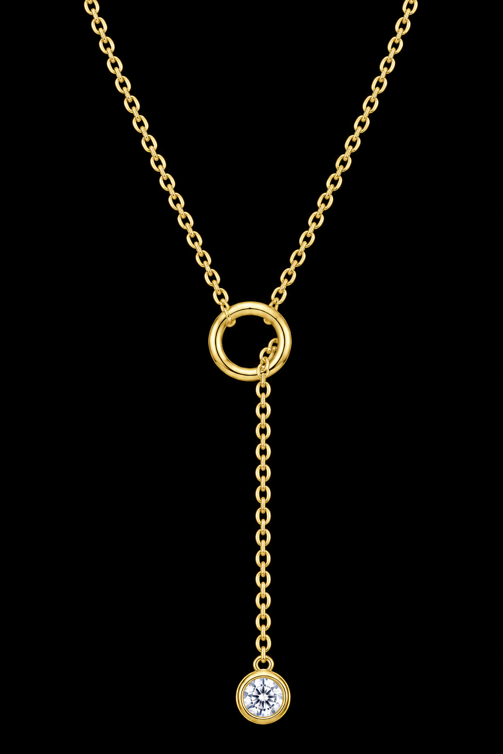 Gold CZ Lariat Necklace by Silverguy