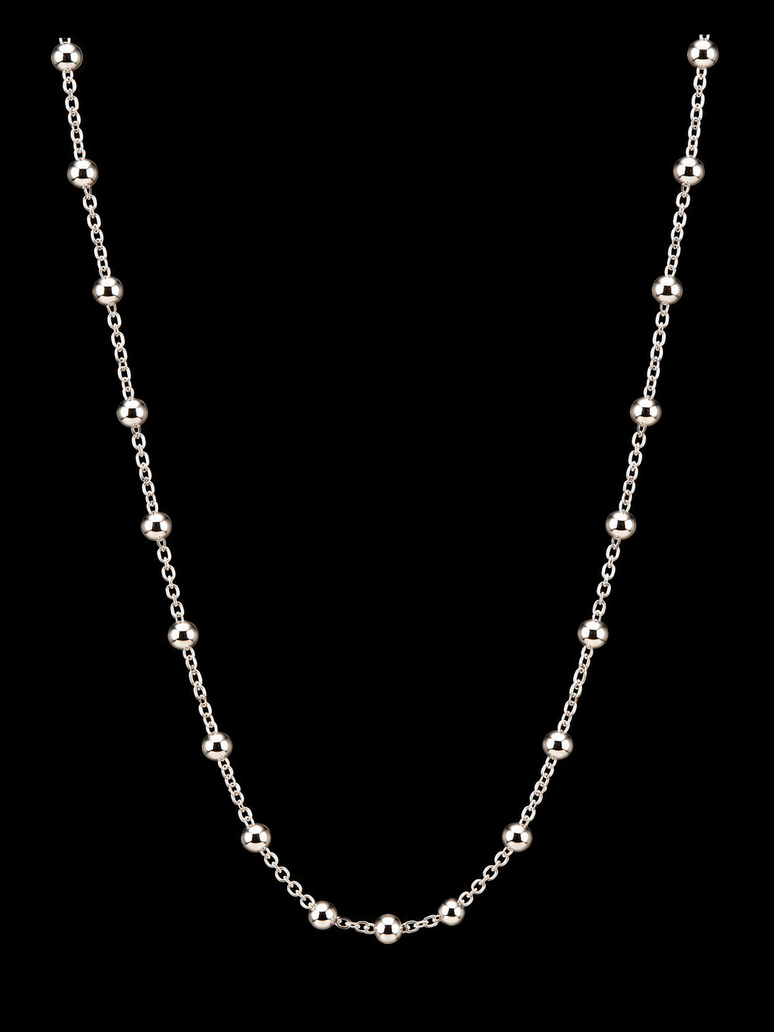 Silver Beaded Satellite Necklace by Silverguy