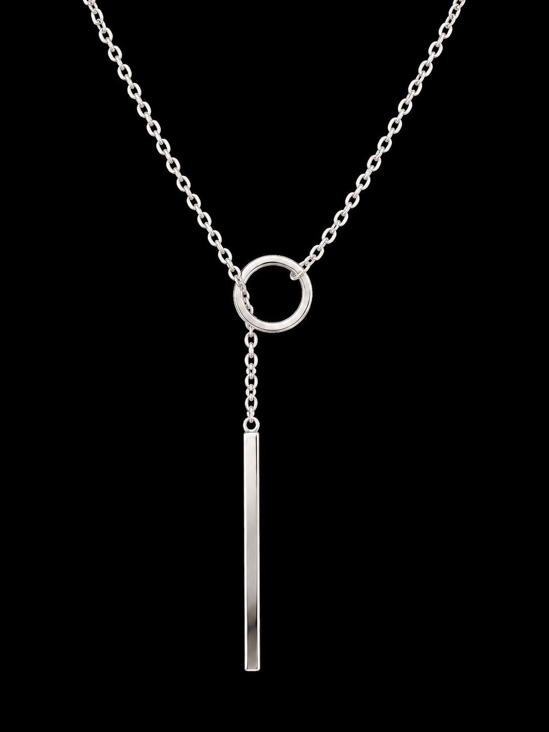 Silver Circle & Bar Lariat Necklace by Silverguy