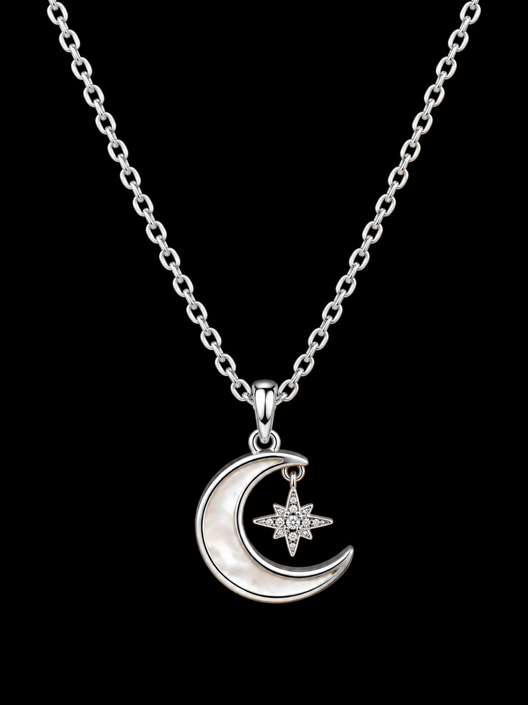 Silver Moon & Star Necklace by Silverguy